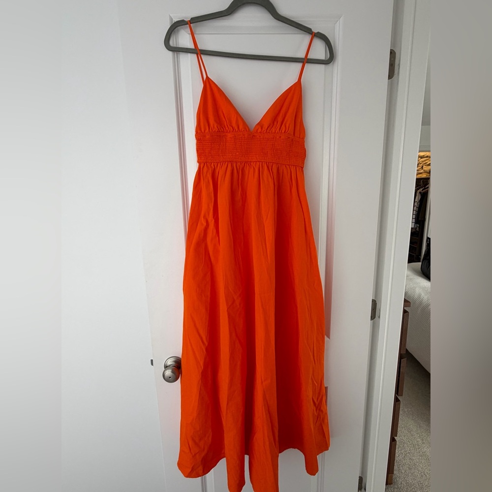 Orange Poplin Zara Maxi Dress